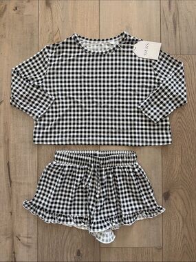 Black & White Gingham Kids Pajama Set